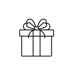 gift box with ribbon line art on white background
