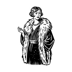 A vintage style illustration showing actress