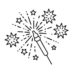 popping fireworks icon, popping fireworks line art - simple line art of popping fireworks, perfect for popping fireworks logos and icons