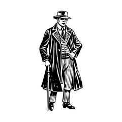 Vintage man illustration in vintage style