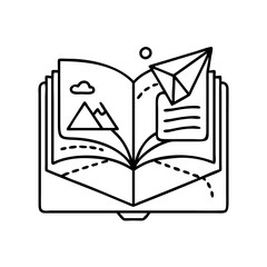 pop up book icon, pop up book line art - simple line art of pop up book, perfect for pop up book logos and icons