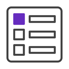 Stylized checklist icon displaying completed and pending items in a modern interface