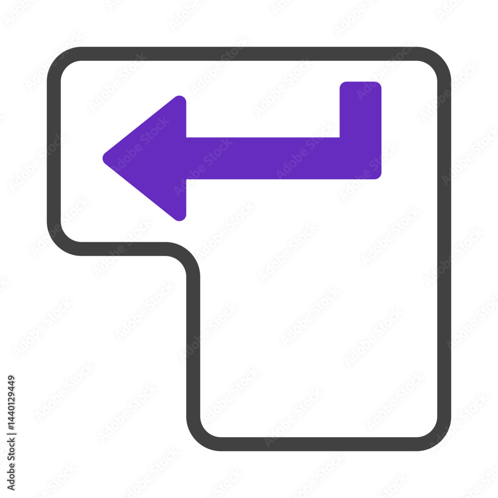 Poster a minimalist depiction of a return key featuring a vibrant violet arrow symbol
