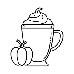 pumpkin spice latte icon, pumpkin spice latte line art - simple line art of pumpkin spice latte, perfect for pumpkin spice latte logos and icons