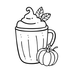 pumpkin spice latte icon, pumpkin spice latte line art - simple line art of pumpkin spice latte, perfect for pumpkin spice latte logos and icons