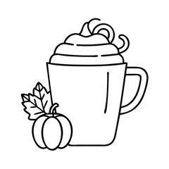 pumpkin spice latte icon, pumpkin spice latte line art - simple line art of pumpkin spice latte, perfect for pumpkin spice latte logos and icons