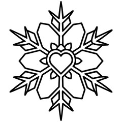 Obraz premium Romantic Frost Heart Snowflake Line Art