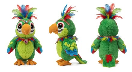 Vibrant plush parrot representing Caribbean carnival spirit