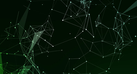 Abstract digital network glowing green nodes connections futuristic technology