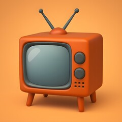 3D Orange Retro Television