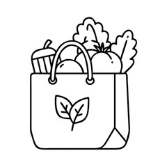 reusable shopping bag with veggies icon