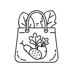 reusable shopping bag with veggies icon
