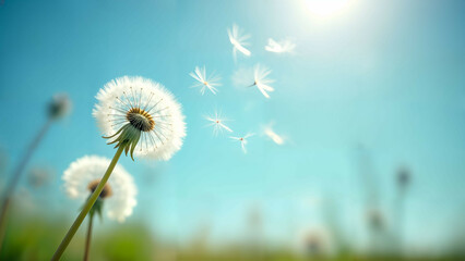Dandelion Seeds in a Tranquil Sky