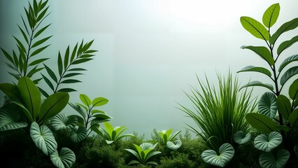 Modern Plants Behind Frosted Glass