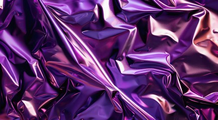 Vibrant purple metallic texture with wrinkled abstract patterns.