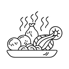 roasted veggies icon, roasted veggies line art - simple line art of roasted veggies, perfect for roasted veggies logos and icons