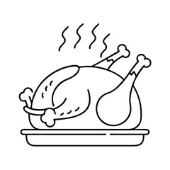 roast turkey icon, roast turkey line art - simple line art of roast turkey, perfect for roast turkey logos and icons