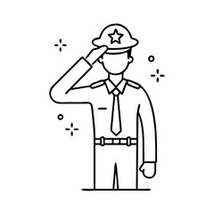 saluting soldier icon, saluting soldier line art - simple line art of saluting soldier, perfect for saluting soldier logos and icons