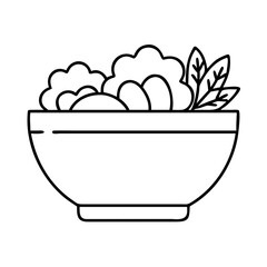 salad bowl icon, salad bowl line art - simple line art of salad bowl, perfect for salad bowl logos and icons