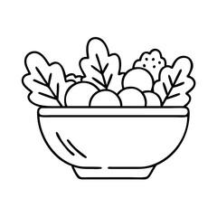 salad bowl icon, salad bowl line art - simple line art of salad bowl, perfect for salad bowl logos and icons