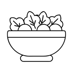 salad bowl icon, salad bowl line art - simple line art of salad bowl, perfect for salad bowl logos and icons