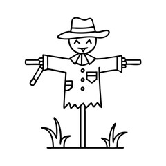 scarecrow icon, scarecrow line art - simple line art of scarecrow, perfect for scarecrow logos and icons