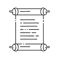 scroll with writing icon, scroll with writing line art - simple line art of scroll with writing, perfect for scroll with writing logos and icons