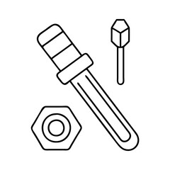 screwdriver and nut icon, screwdriver and nut line art - simple line art of screwdriver and nut, perfect for screwdriver and nut logos and icons