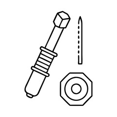 screwdriver and nut icon, screwdriver and nut line art - simple line art of screwdriver and nut, perfect for screwdriver and nut logos and icons