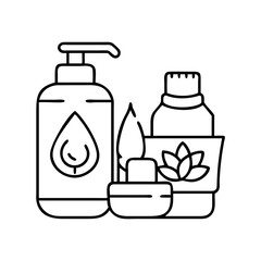 self care essentials lotions oils icon, self care essentials lotions oils line art - simple line art of self care essentials lotions oils, perfect for self care essentials lotions oils logos and icons