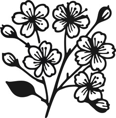 Smooth Line Art of a Sakura Flower Head for Logo Creation and Modern Branding