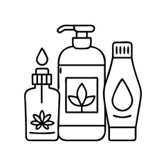 self care essentials lotions oils icon, self care essentials lotions oils line art - simple line art of self care essentials lotions oils, perfect for self care essentials lotions oils logos and icons