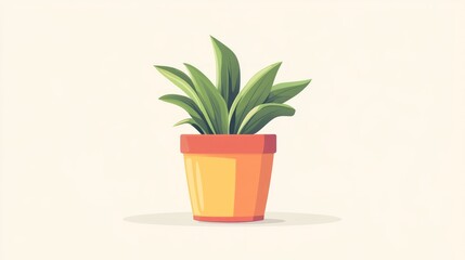 Fototapeta premium A small plant is in a yellow pot