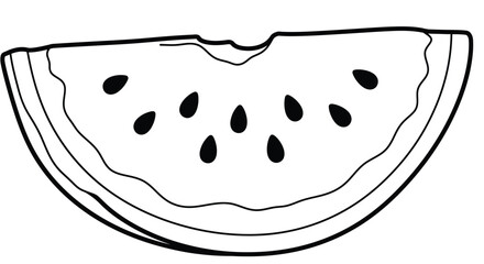 Refreshing Watermelon Slice Line Art Illustration for Childrens Creative Coloring