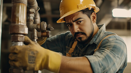 Industrial Worker Adjusting Machinery