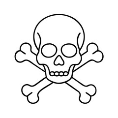 skull and crossbones icon, skull and crossbones line art - simple line art of skull and crossbones, perfect for skull and crossbones logos and icons