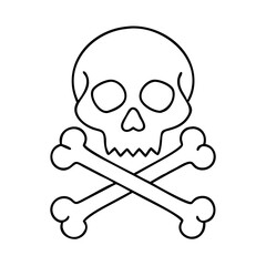 skull and crossbones icon, skull and crossbones line art - simple line art of skull and crossbones, perfect for skull and crossbones logos and icons