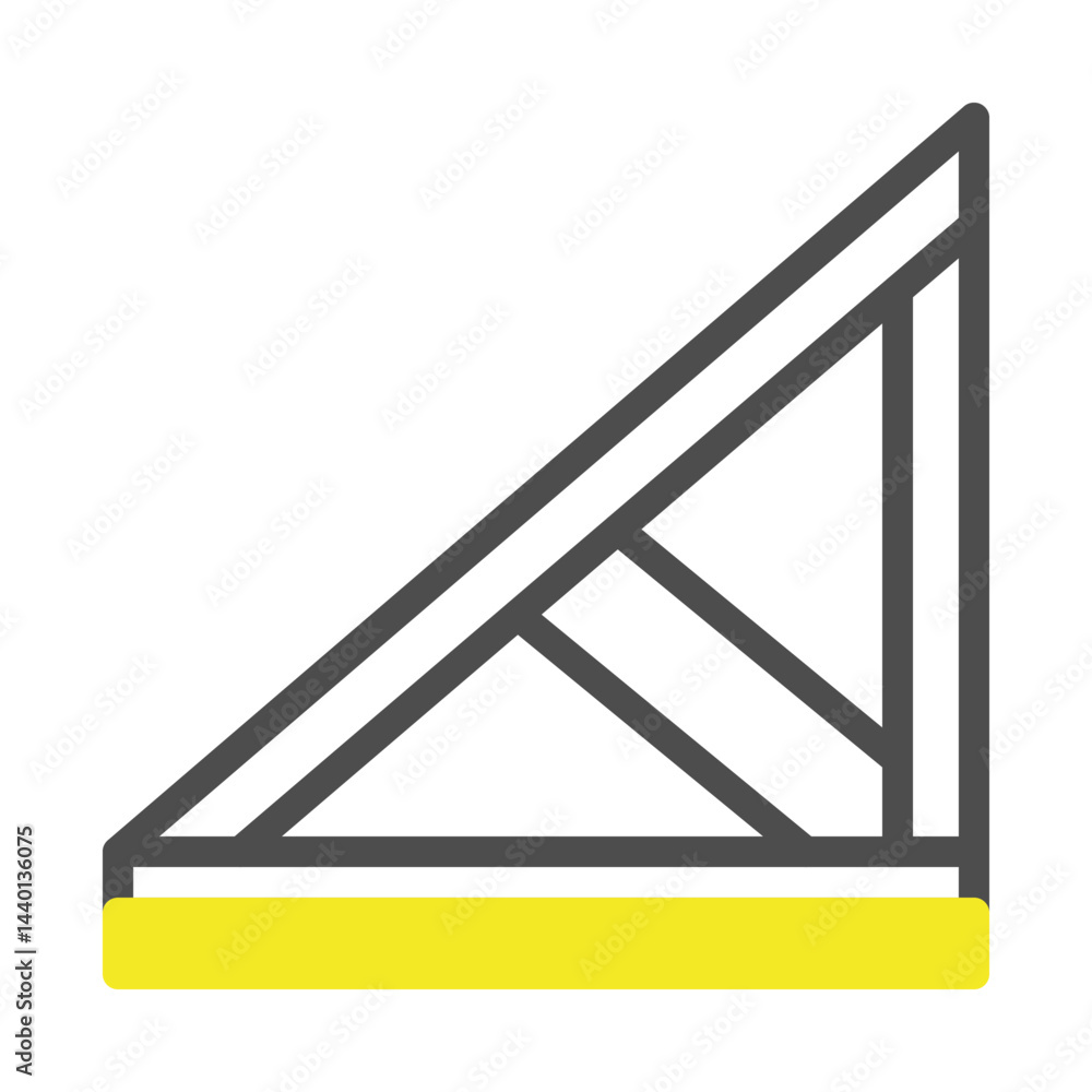 Poster abstract architectural design featuring geometric forms and yellow horizontal base