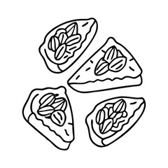 slices of pecan pie icon, slices of pecan pie line art - simple line art of slices of pecan pie, perfect for slices of pecan pie logos and icons