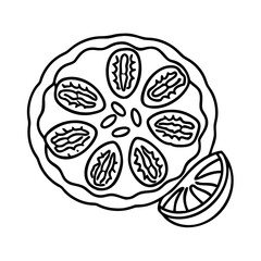 slices of pecan pie icon, slices of pecan pie line art - simple line art of slices of pecan pie, perfect for slices of pecan pie logos and icons