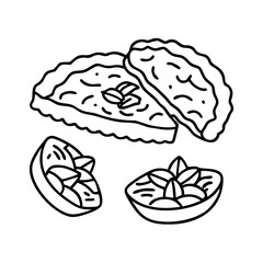 slices of pecan pie icon, slices of pecan pie line art - simple line art of slices of pecan pie, perfect for slices of pecan pie logos and icons