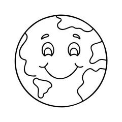 smiling earth icon, smiling earth line art - simple line art of smiling earth, perfect for smiling earth logos and icons
