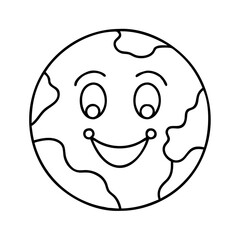 Obraz premium smiling earth icon, smiling earth line art - simple line art of smiling earth, perfect for smiling earth logos and icons