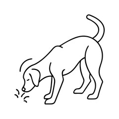 sniffing dog icon, sniffing dog line art - simple line art of sniffing dog, perfect for sniffing dog logos and icons