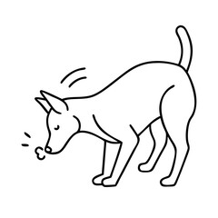 sniffing dog icon, sniffing dog line art - simple line art of sniffing dog, perfect for sniffing dog logos and icons