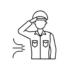 soldier s salute icon, soldier s salute line art - simple line art of soldier s salute, perfect for soldier s salute logos and icons