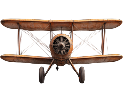 a brown airplane with wheels