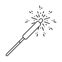 sparkler icon, sparkler line art - simple line art of sparkler, perfect for sparkler logos and icons