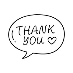 speech bubble with thank you icon, speech bubble with thank you line art - simple line art of speech bubble with thank you, perfect for speech bubble with thank you logos and icons