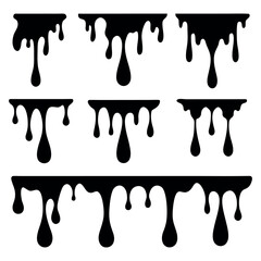 Black paint drips and splatters vector collection